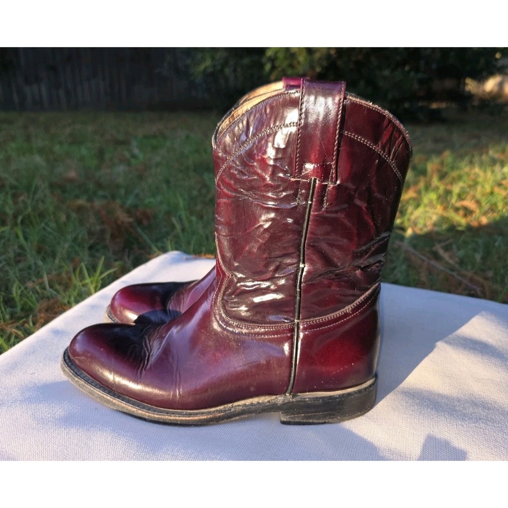 Ranchero Mens Burgundy Cherry Leather Western Cowboy Boots Made in Mexico 8.5 - Picture 2 of 10